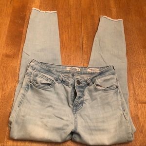 Wild Blue light wash deconstructed denim jeans 7